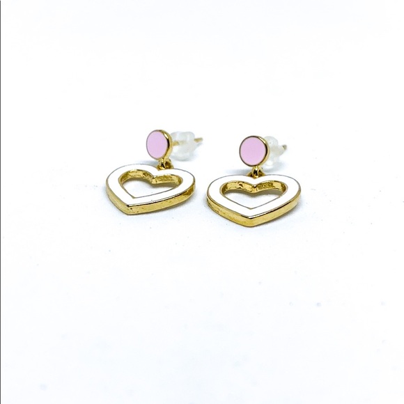 White&pink mini heart enamel Earrings - Picture 2 of 7